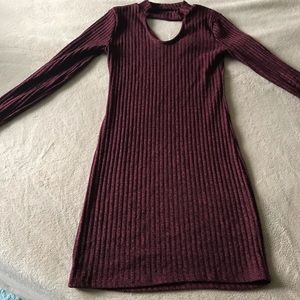 Maroon Choker Sweater Dress